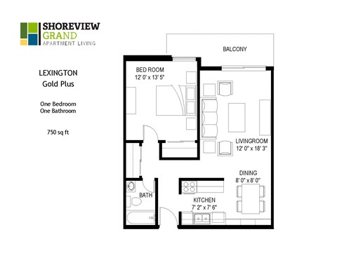 Lexington Gold Plus Floor Plan at Shoreview Grand, Minnesota